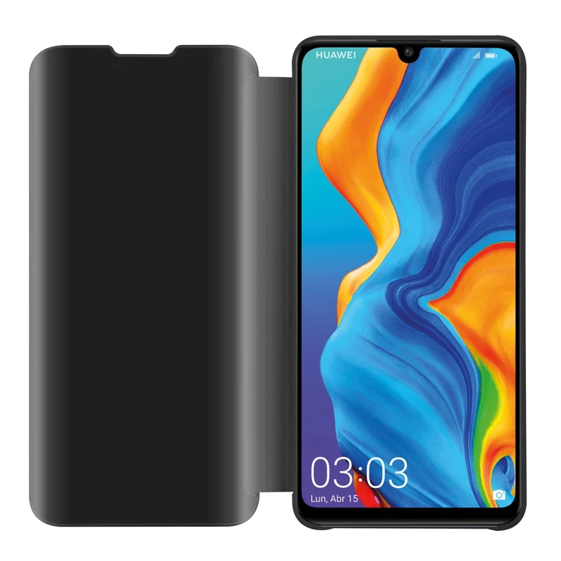 Cadorabo Hülle kompatibel mit Huawei P30 LITE Clear View Spiegel Schutzhülle mit Standfunktion 360 Grad Schutz