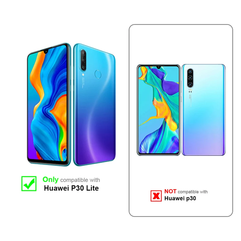 Cadorabo Hülle kompatibel mit Huawei P30 LITE Clear View Spiegel Schutzhülle mit Standfunktion 360 Grad Schutz
