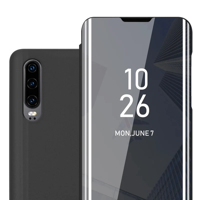 Cadorabo Hülle kompatibel mit Huawei P30 Clear View Spiegel Schutzhülle mit Standfunktion 360 Grad Schutz