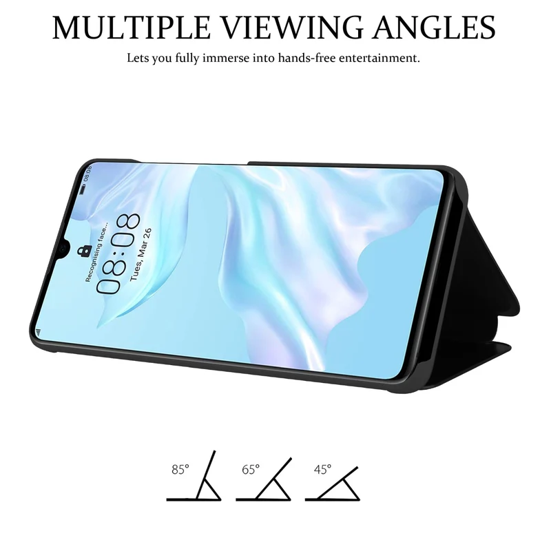 Cadorabo Hülle kompatibel mit Huawei P30 Clear View Spiegel Schutzhülle mit Standfunktion 360 Grad Schutz