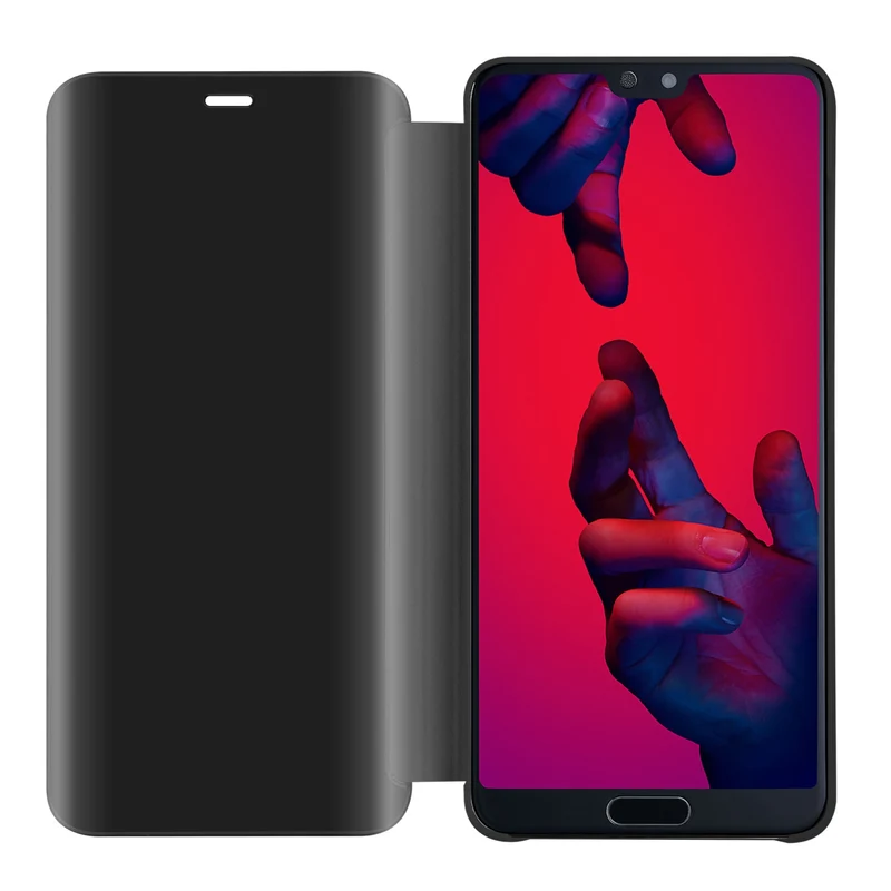 Cadorabo Hülle kompatibel mit Huawei P20 PRO / P20 PLUS Clear View Spiegel Schutzhülle mit Standfunktion 360 Grad Schutz