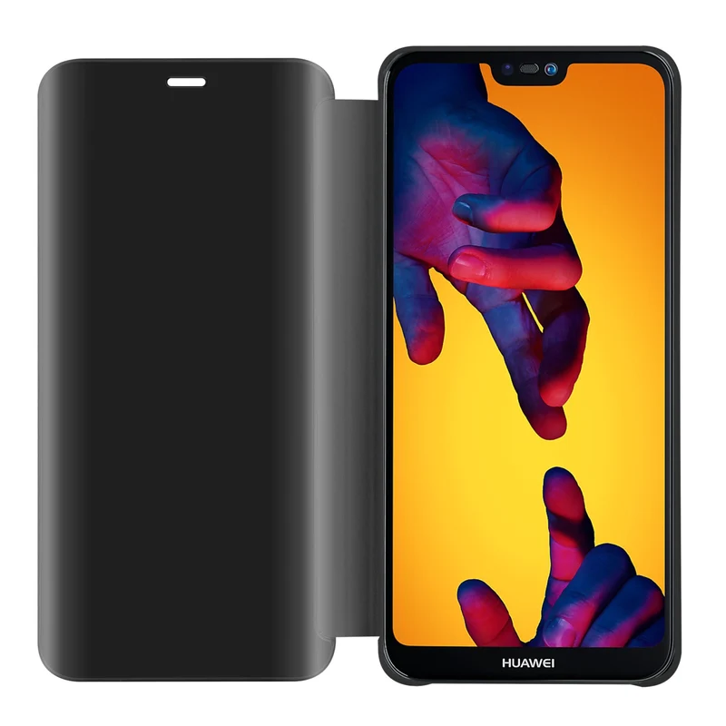 Cadorabo Hülle kompatibel mit Huawei P20 LITE 2018 / NOVA 3E Clear View Spiegel Schutzhülle mit Standfunktion 360 Grad Schutz