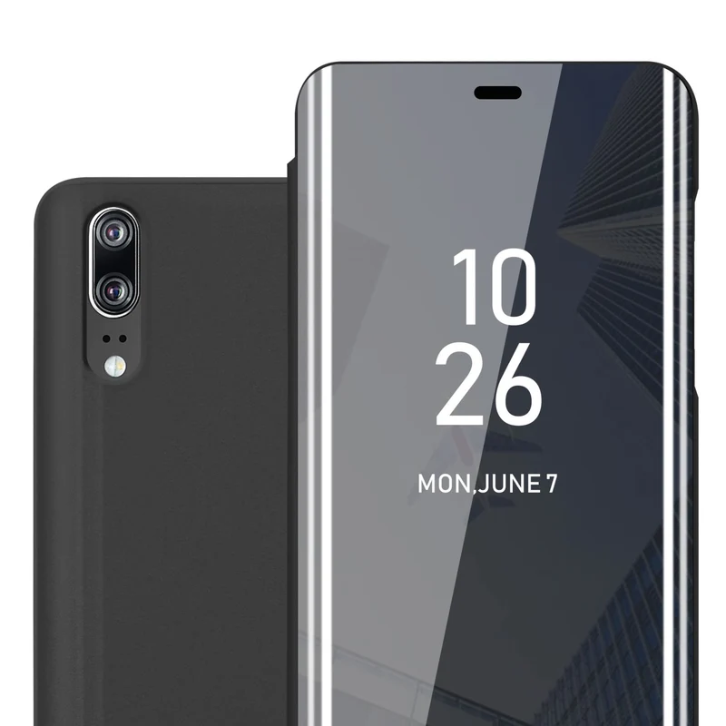 Cadorabo Hülle kompatibel mit Huawei P20 Clear View Spiegel Schutzhülle mit Standfunktion 360 Grad Schutz