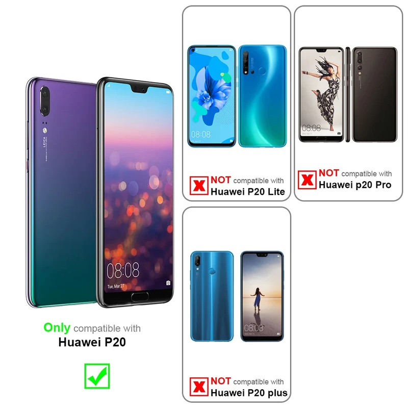 Cadorabo Hülle kompatibel mit Huawei P20 Clear View Spiegel Schutzhülle mit Standfunktion 360 Grad Schutz