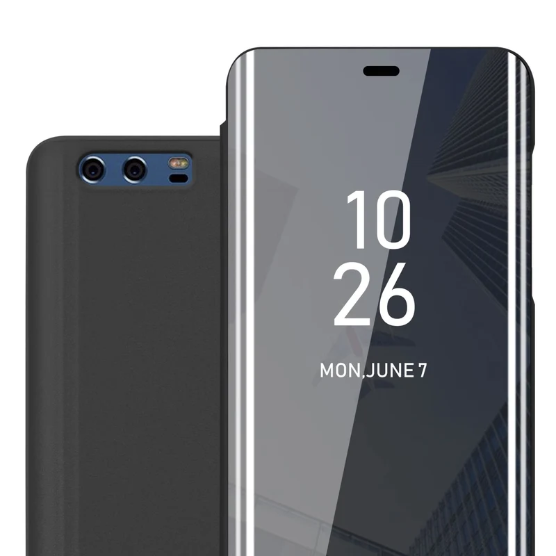 Cadorabo Hülle kompatibel mit Huawei P10 PLUS Clear View Spiegel Schutzhülle mit Standfunktion 360 Grad Schutz
