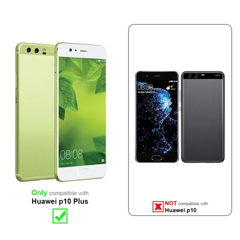 Cadorabo Hülle kompatibel mit Huawei P10 PLUS Clear View Spiegel Schutzhülle mit Standfunktion 360 Grad Schutz