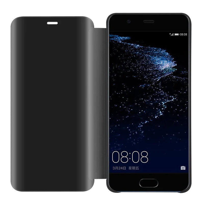 Cadorabo Hülle kompatibel mit Huawei P10 PLUS Clear View Spiegel Schutzhülle mit Standfunktion 360 Grad Schutz
