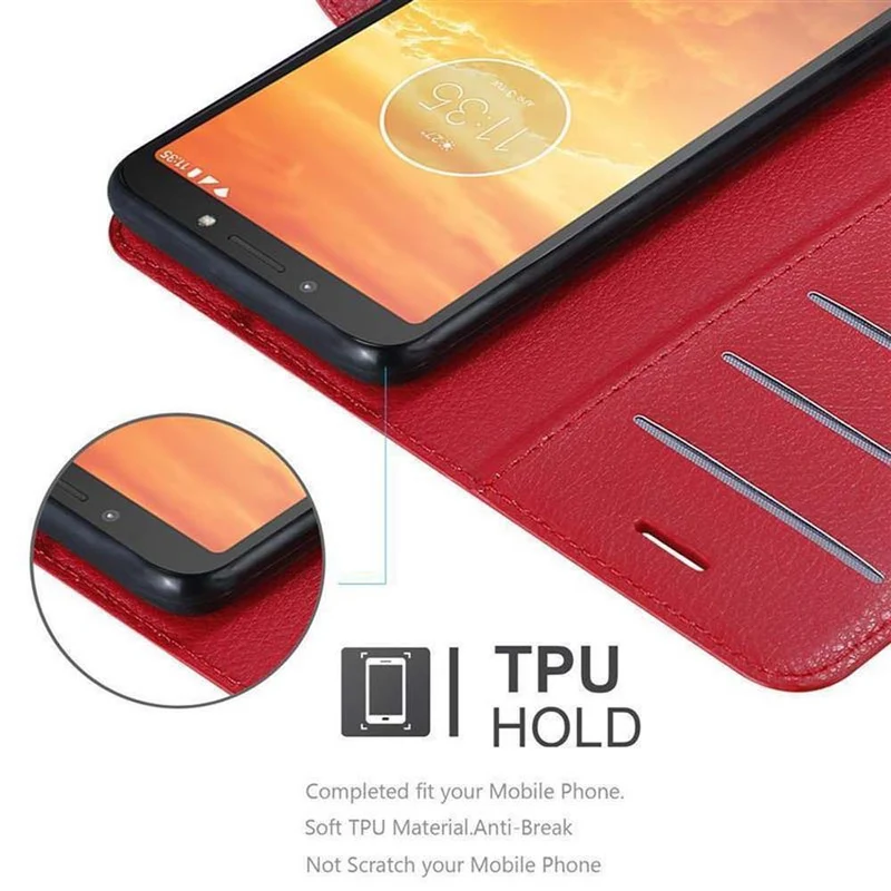 Cadorabo Hülle kompatibel mit Motorola MOTO E5 PLAY Schutzhülle mit Magnetverschluss, Standfunktion und Kartenfach