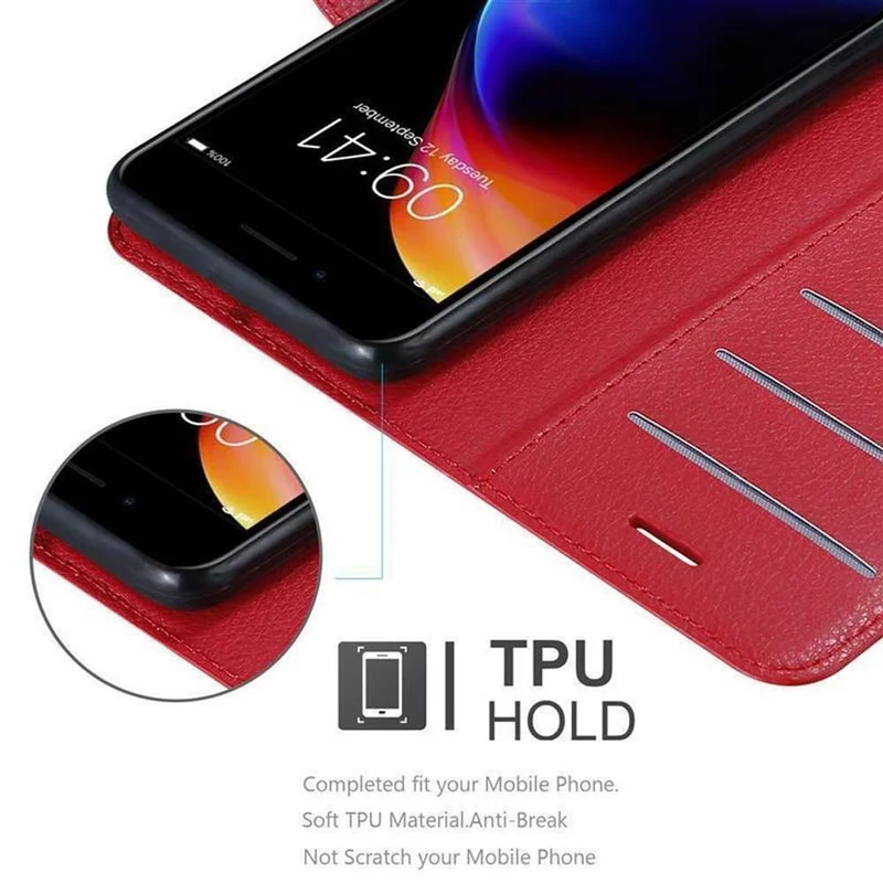 Cadorabo Hülle kompatibel mit Apple iPhone 7 PLUS / 7S PLUS / 8 PLUS Schutzhülle mit Magnetverschluss, Standfunktion und Kartenfach