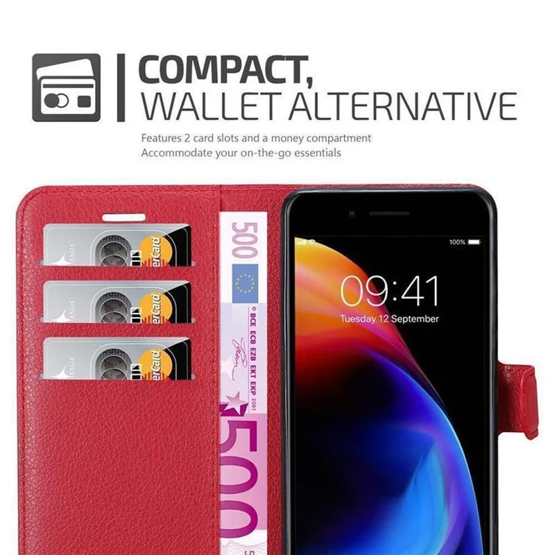 Cadorabo Hülle kompatibel mit Apple iPhone 7 PLUS / 7S PLUS / 8 PLUS Schutzhülle mit Magnetverschluss, Standfunktion und Kartenfach
