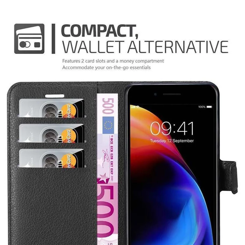 Cadorabo Hülle kompatibel mit Apple iPhone 7 PLUS / 7S PLUS / 8 PLUS Schutzhülle mit Magnetverschluss, Standfunktion und Kartenfach
