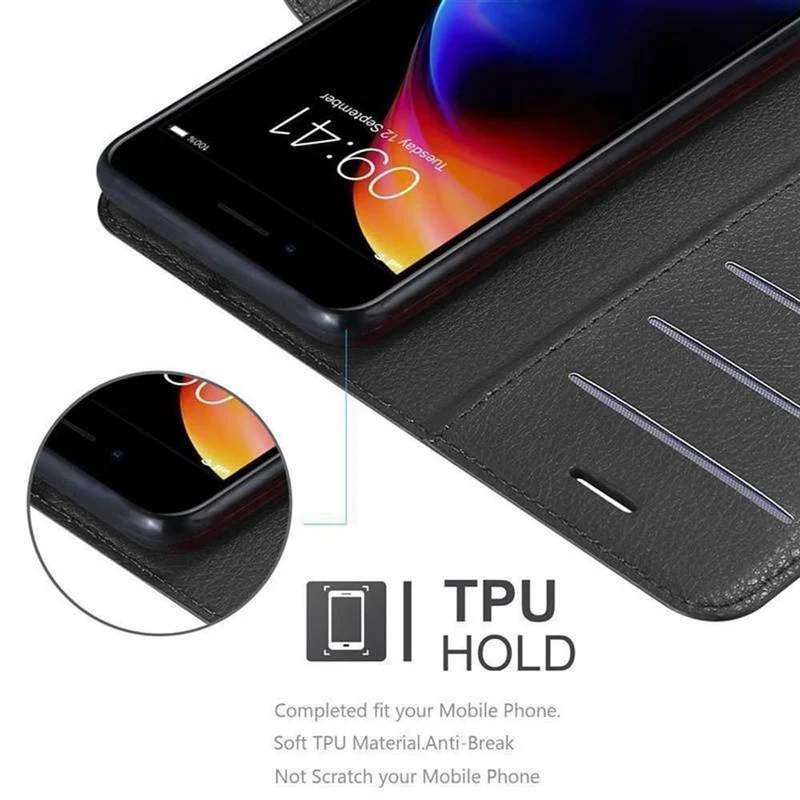 Cadorabo Hülle kompatibel mit Apple iPhone 7 PLUS / 7S PLUS / 8 PLUS Schutzhülle mit Magnetverschluss, Standfunktion und Kartenfach
