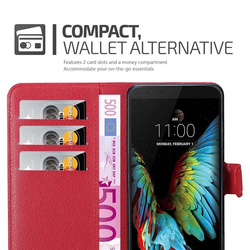Cadorabo Hülle kompatibel mit LG K10 2016 Schutzhülle mit Magnetverschluss, Standfunktion und Kartenfach