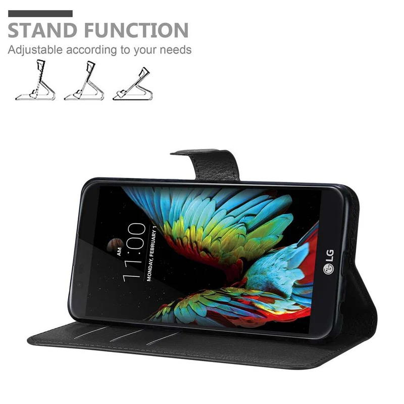 Cadorabo Hülle kompatibel mit LG K10 2016 Schutzhülle mit Magnetverschluss, Standfunktion und Kartenfach