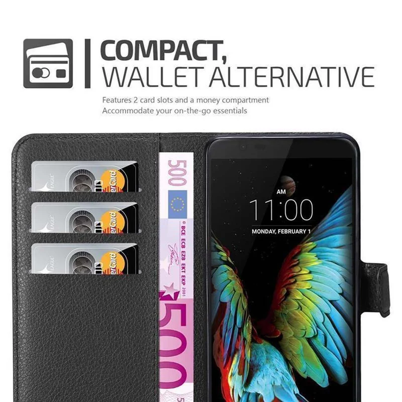 Cadorabo Hülle kompatibel mit LG K10 2016 Schutzhülle mit Magnetverschluss, Standfunktion und Kartenfach