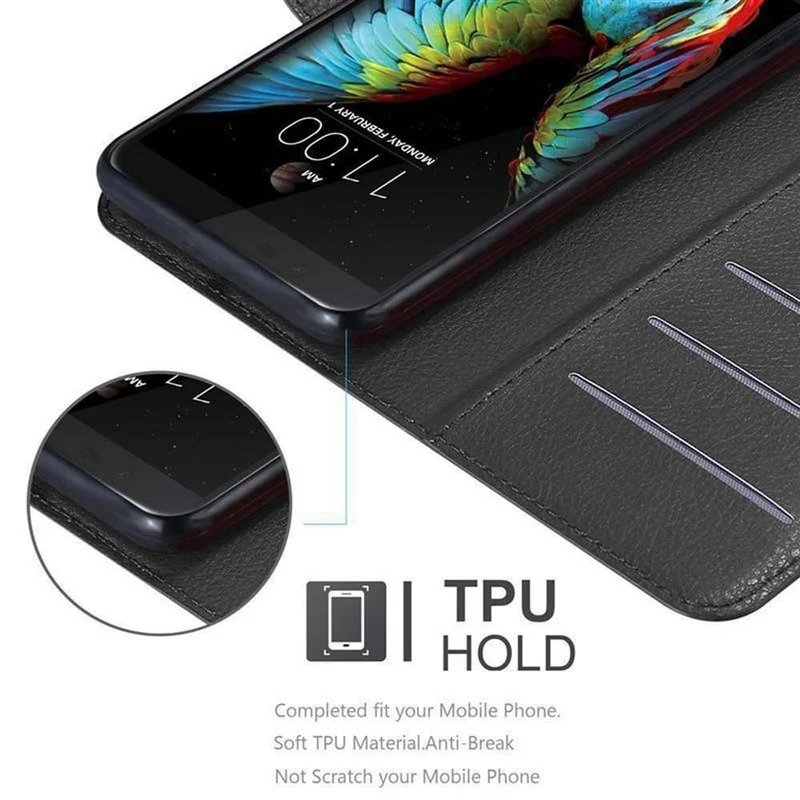 Cadorabo Hülle kompatibel mit LG K10 2016 Schutzhülle mit Magnetverschluss, Standfunktion und Kartenfach
