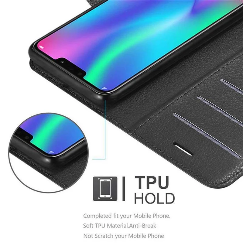 Cadorabo Hülle kompatibel mit Honor 8C Schutzhülle mit Magnetverschluss, Standfunktion und Kartenfach