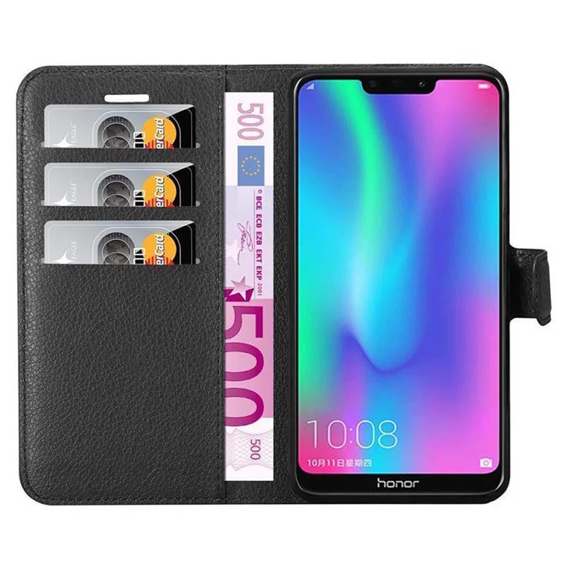 Cadorabo Hülle kompatibel mit Honor 8C Schutzhülle mit Magnetverschluss, Standfunktion und Kartenfach