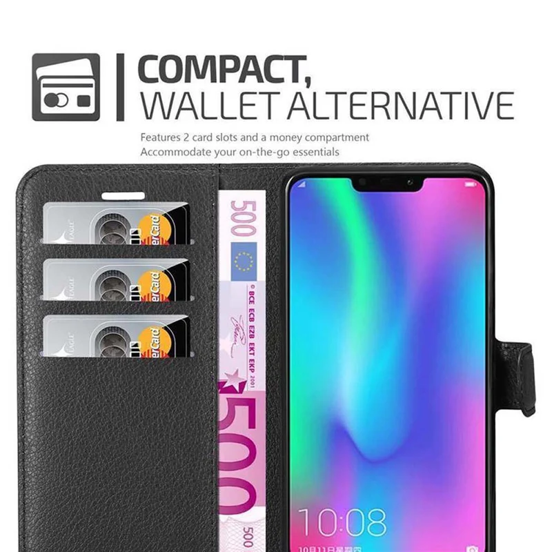 Cadorabo Hülle kompatibel mit Honor 8C Schutzhülle mit Magnetverschluss, Standfunktion und Kartenfach