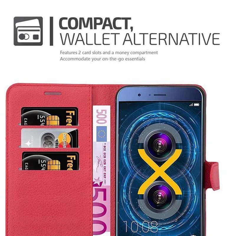 Cadorabo Hülle kompatibel mit Honor V9 Schutzhülle mit Magnetverschluss, Standfunktion und Kartenfach