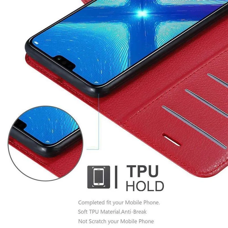 Cadorabo Hülle kompatibel mit Honor 8X Schutzhülle mit Magnetverschluss, Standfunktion und Kartenfach