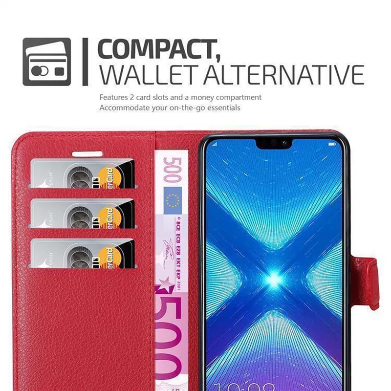 Cadorabo Hülle kompatibel mit Honor 8X Schutzhülle mit Magnetverschluss, Standfunktion und Kartenfach