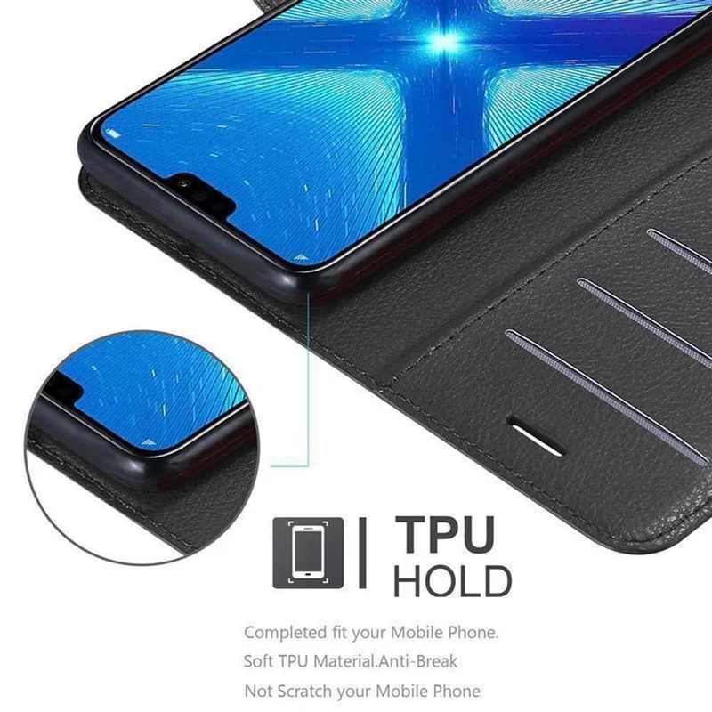 Cadorabo Hülle kompatibel mit Honor 8X Schutzhülle mit Magnetverschluss, Standfunktion und Kartenfach