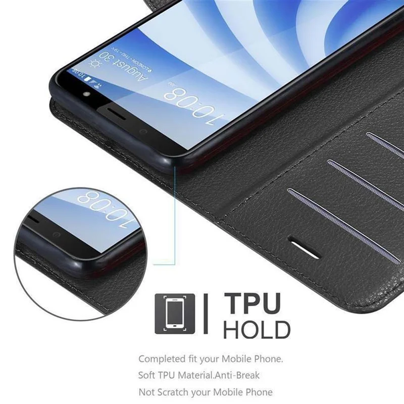 Cadorabo Hülle kompatibel mit HTC U12 LIFE Schutzhülle mit Magnetverschluss, Standfunktion und Kartenfach