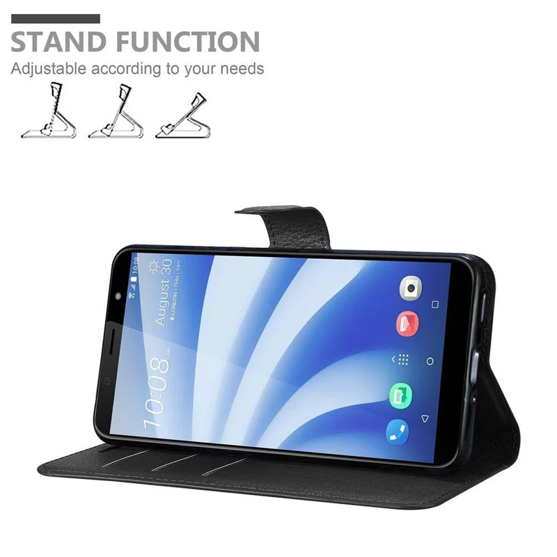Cadorabo Hülle kompatibel mit HTC U12 LIFE Schutzhülle mit Magnetverschluss, Standfunktion und Kartenfach