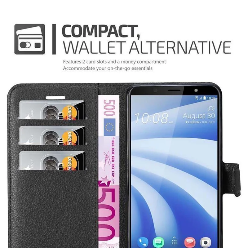 Cadorabo Hülle kompatibel mit HTC U12 LIFE Schutzhülle mit Magnetverschluss, Standfunktion und Kartenfach