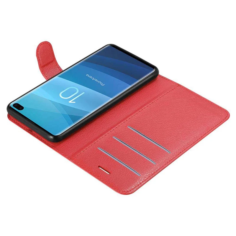 Cadorabo Hülle kompatibel mit Samsung Galaxy S10 PLUS Schutzhülle mit Magnetverschluss, Standfunktion und Kartenfach