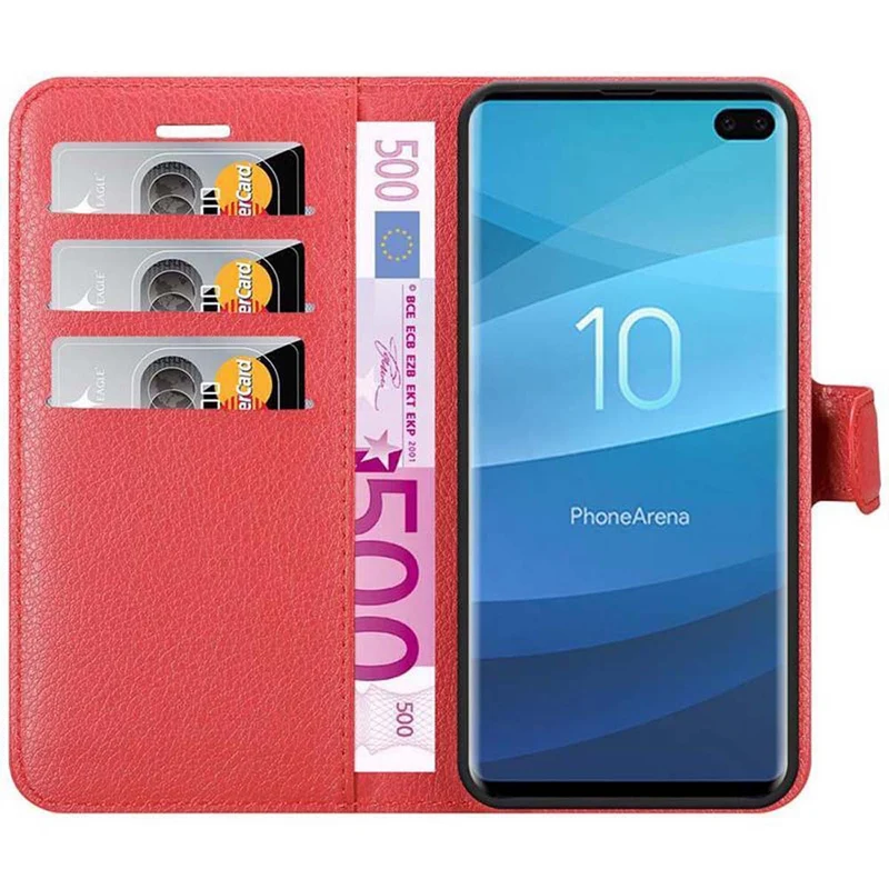 Cadorabo Hülle kompatibel mit Samsung Galaxy S10 PLUS Schutzhülle mit Magnetverschluss, Standfunktion und Kartenfach