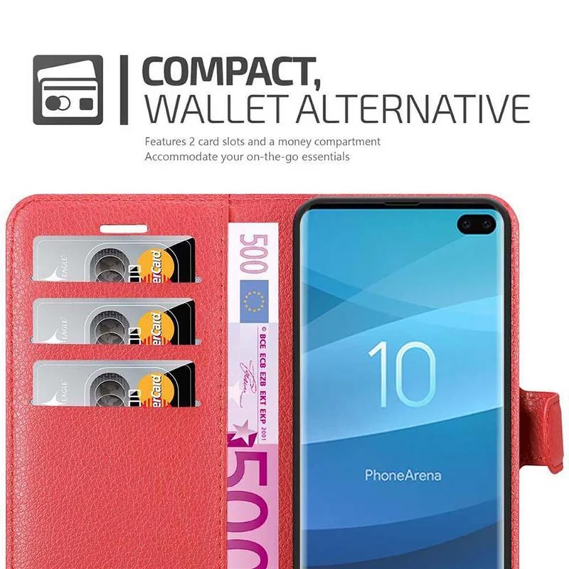 Cadorabo Hülle kompatibel mit Samsung Galaxy S10 PLUS Schutzhülle mit Magnetverschluss, Standfunktion und Kartenfach