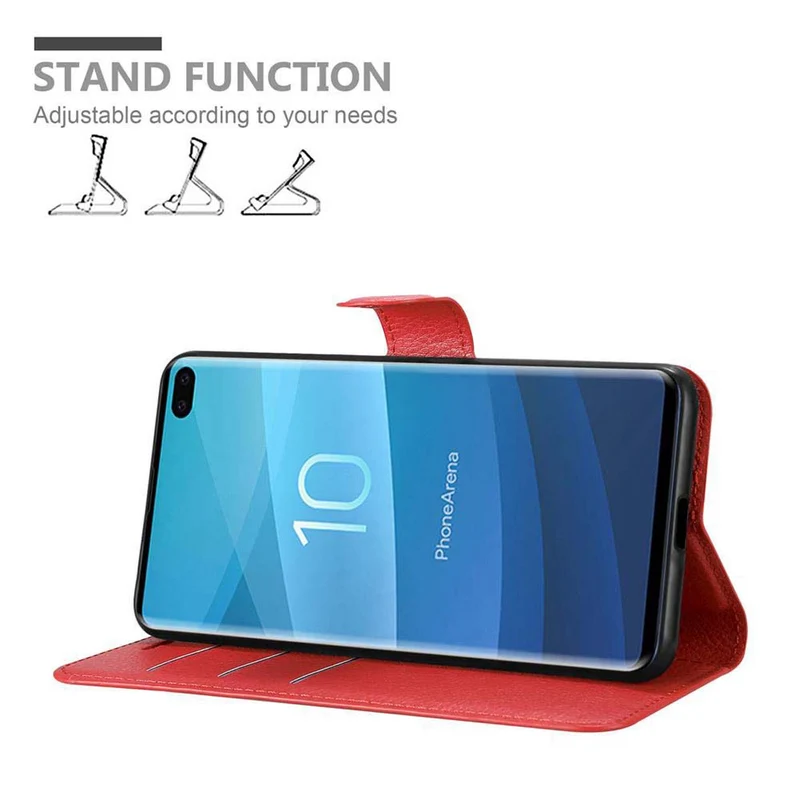 Cadorabo Hülle kompatibel mit Samsung Galaxy S10 PLUS Schutzhülle mit Magnetverschluss, Standfunktion und Kartenfach