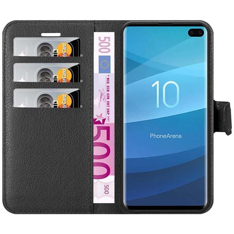 Cadorabo Hülle kompatibel mit Samsung Galaxy S10 PLUS Schutzhülle mit Magnetverschluss, Standfunktion und Kartenfach