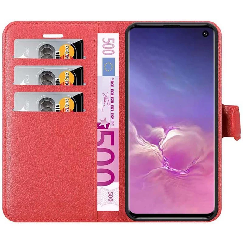 Cadorabo Hülle kompatibel mit Samsung Galaxy S10 4G Schutzhülle mit Magnetverschluss, Standfunktion und Kartenfach