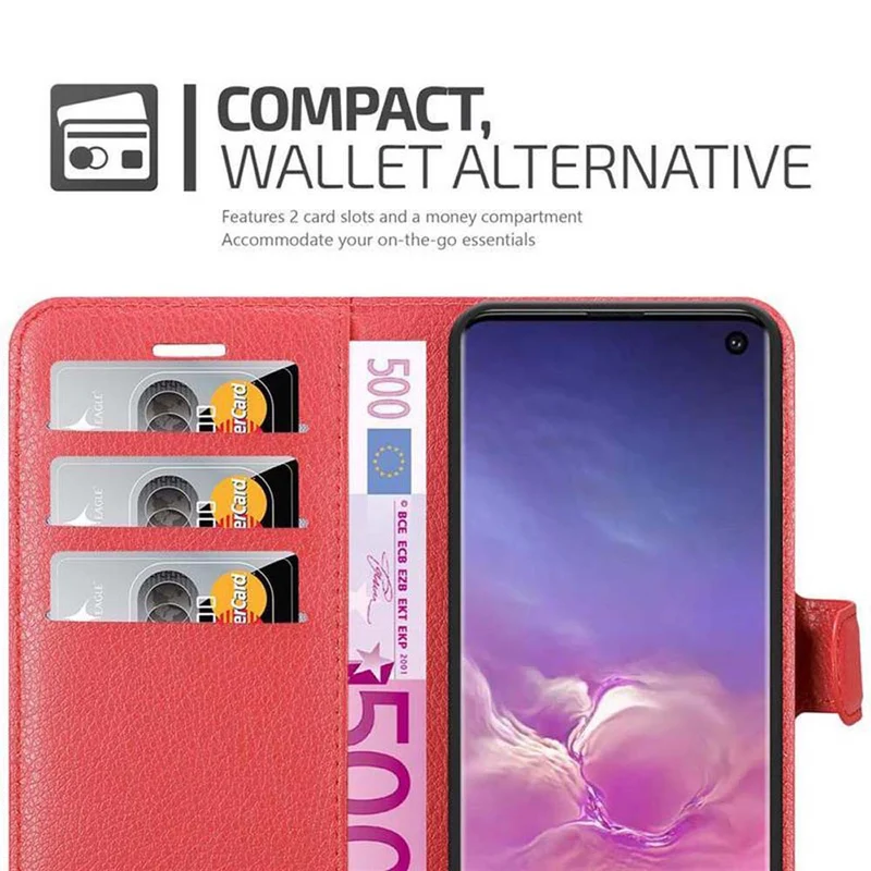 Cadorabo Hülle kompatibel mit Samsung Galaxy S10 4G Schutzhülle mit Magnetverschluss, Standfunktion und Kartenfach