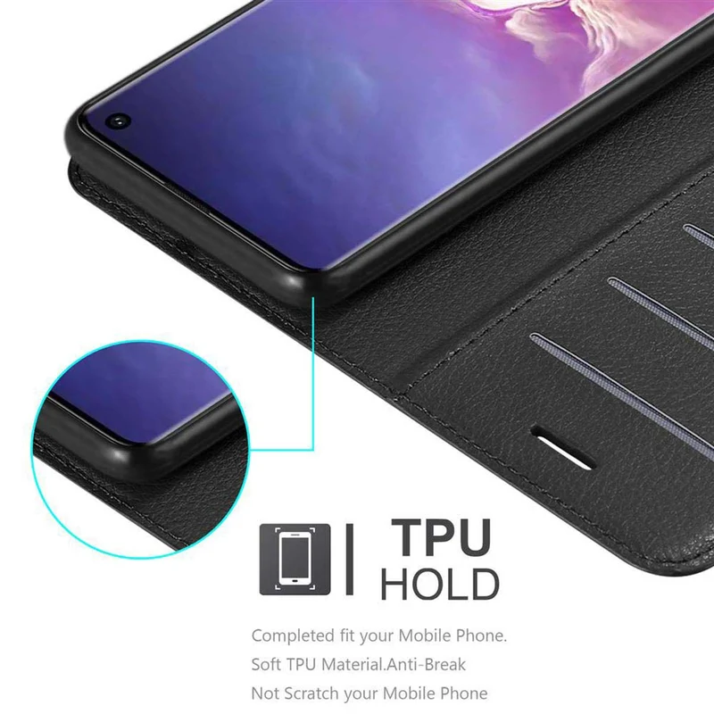 Cadorabo Hülle kompatibel mit Samsung Galaxy S10 4G Schutzhülle mit Magnetverschluss, Standfunktion und Kartenfach
