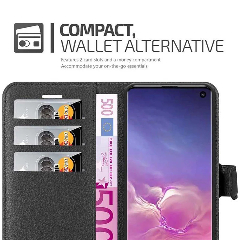 Cadorabo Hülle kompatibel mit Samsung Galaxy S10 4G Schutzhülle mit Magnetverschluss, Standfunktion und Kartenfach