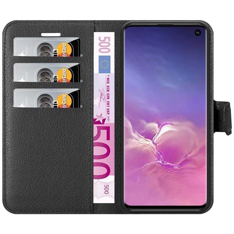 Cadorabo Hülle kompatibel mit Samsung Galaxy S10 4G Schutzhülle mit Magnetverschluss, Standfunktion und Kartenfach