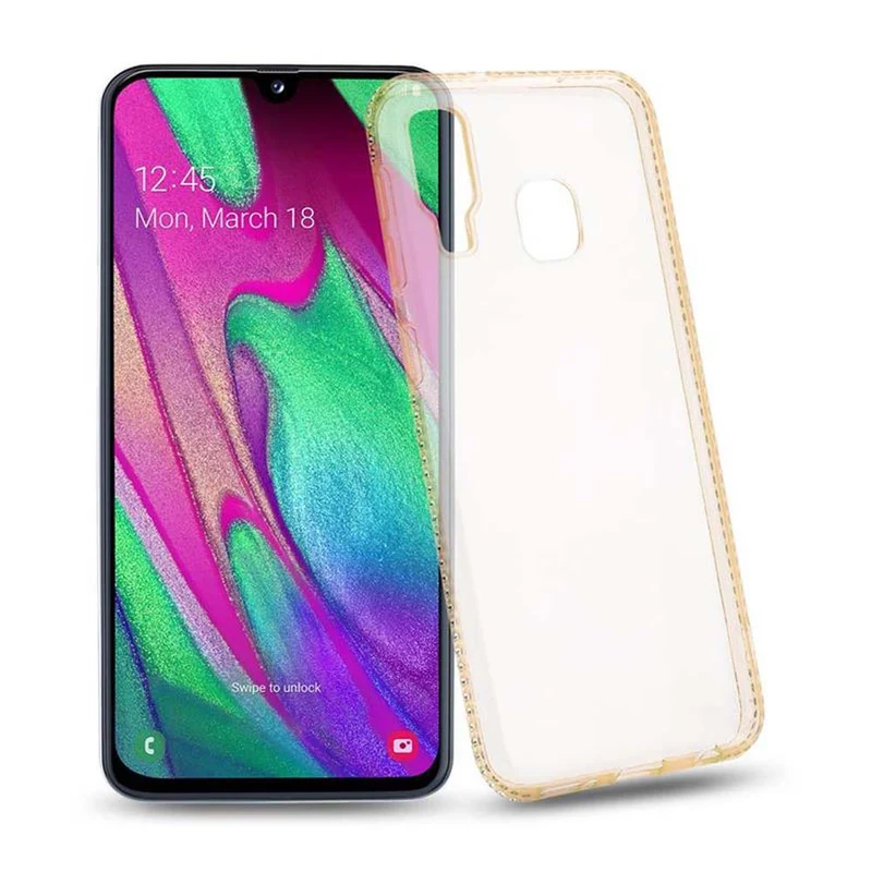 Cadorabo Hülle kompatibel mit Samsung Galaxy A40 Schutzhülle aus flexiblem TPU Silikon im Strass Design