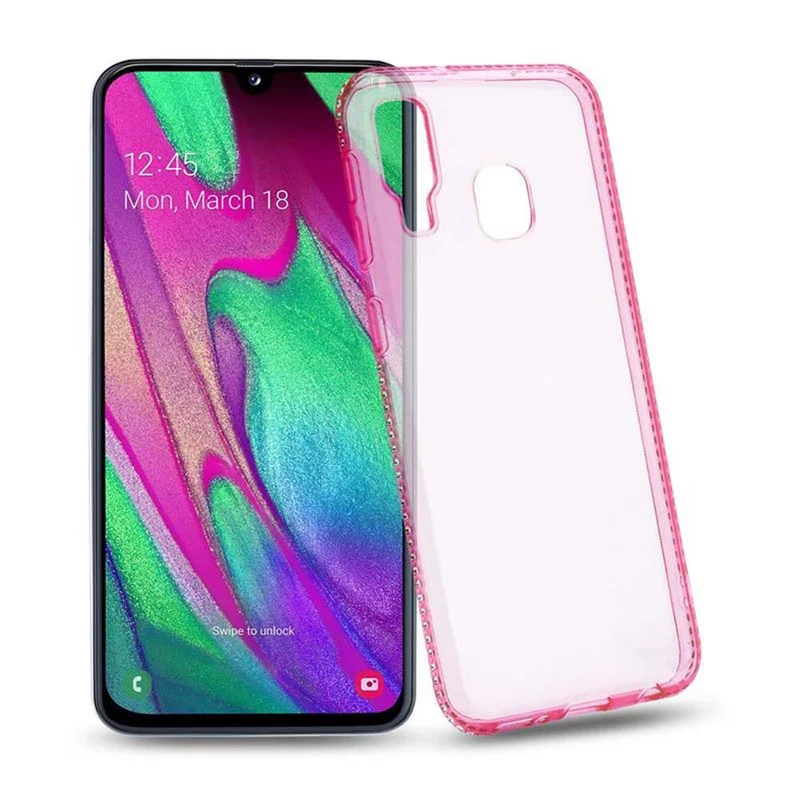 Cadorabo Hülle kompatibel mit Samsung Galaxy A40 Schutzhülle aus flexiblem TPU Silikon im Strass Design