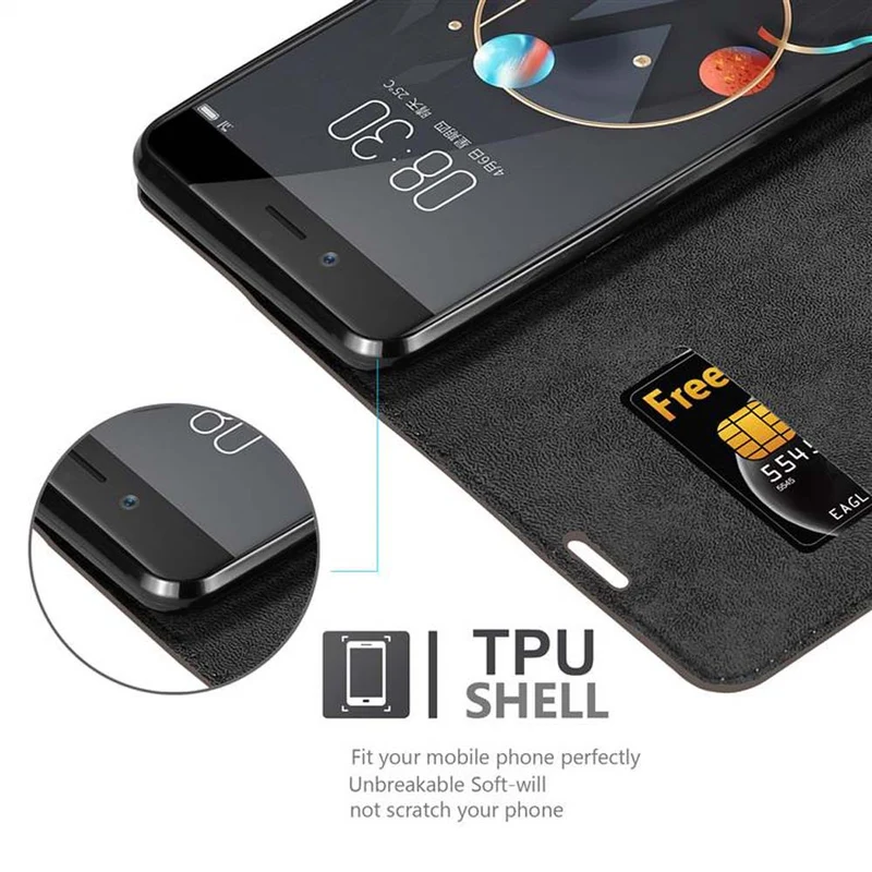 Cadorabo Hülle kompatibel mit ZTE Nubia Z17 MINI Schutzhülle mit Magnetverschluss, Standfunktion und Kartenfach