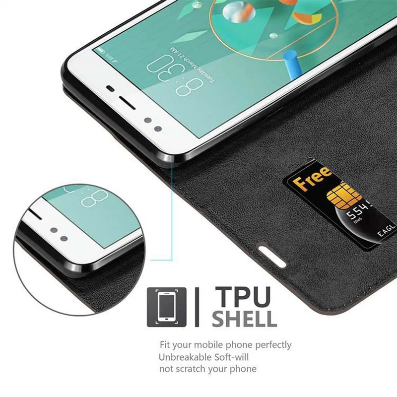 Cadorabo Hülle kompatibel mit ZTE Nubia M2 LITE Schutzhülle mit Magnetverschluss, Standfunktion und Kartenfach