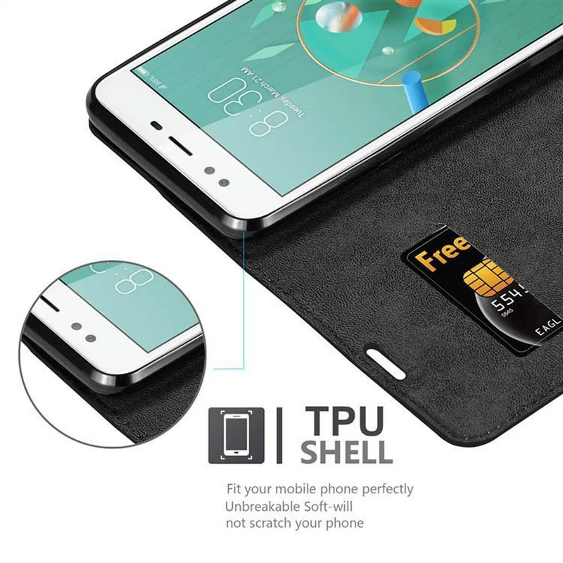 Cadorabo Hülle kompatibel mit ZTE Nubia M2 LITE Schutzhülle mit Magnetverschluss, Standfunktion und Kartenfach