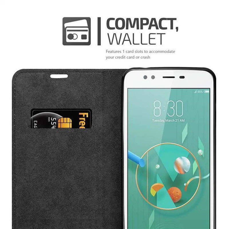 Cadorabo Hülle kompatibel mit ZTE Nubia M2 LITE Schutzhülle mit Magnetverschluss, Standfunktion und Kartenfach