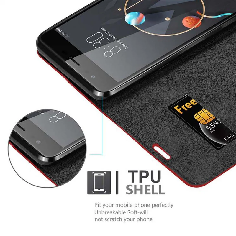 Cadorabo Hülle kompatibel mit ZTE Nubia M2 Schutzhülle mit Magnetverschluss, Standfunktion und Kartenfach