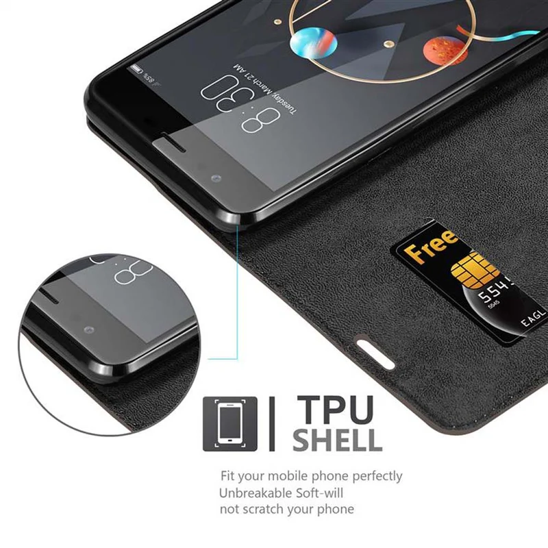 Cadorabo Hülle kompatibel mit ZTE Nubia M2 Schutzhülle mit Magnetverschluss, Standfunktion und Kartenfach