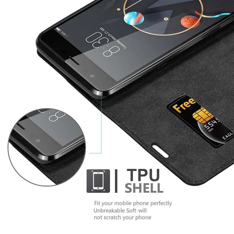 Cadorabo Hülle kompatibel mit ZTE Nubia M2 Schutzhülle mit Magnetverschluss, Standfunktion und Kartenfach