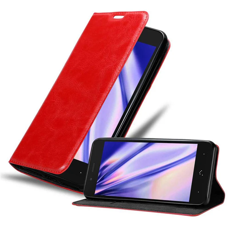 Cadorabo Hülle kompatibel mit BQ Aquaris X5 PLUS Schutzhülle mit Magnetverschluss, Standfunktion und Kartenfach